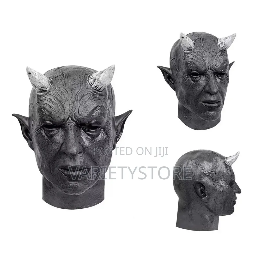 Black Devil Latex Demon Full Face Mask