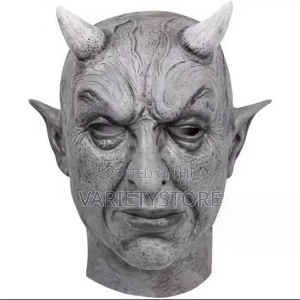Black Devil Latex Demon Full Face Mask