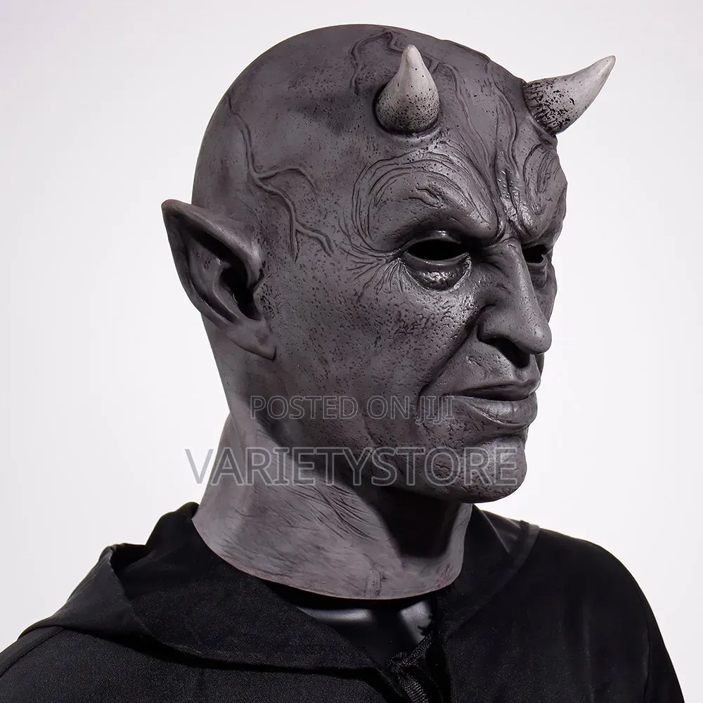 Black Devil Latex Demon Full Face Mask