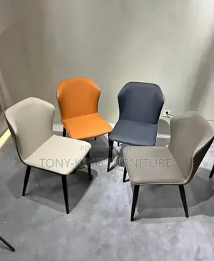 Set of 4-Padded Leather Faux-Leather Dining Chair With Black Metal Leg