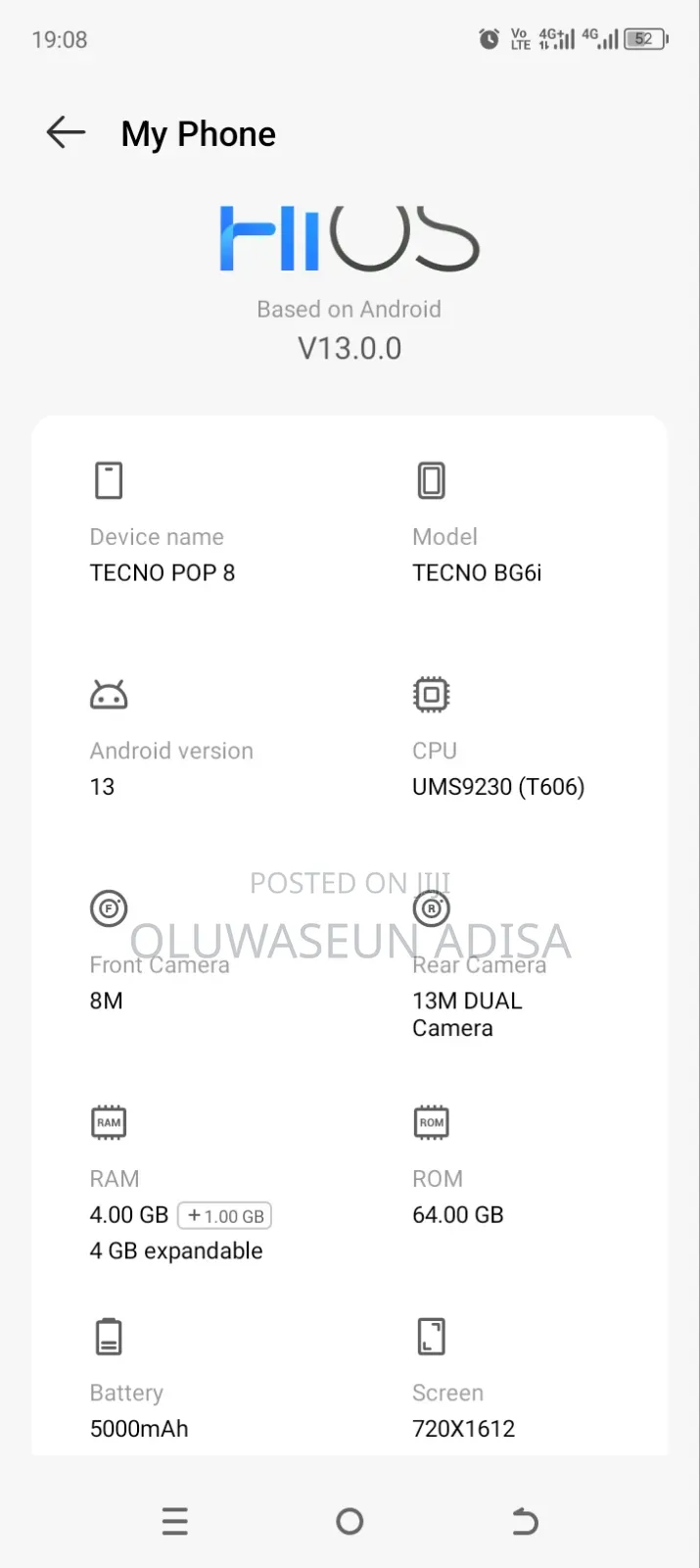 Tecno Pop 8 64 GB Gray