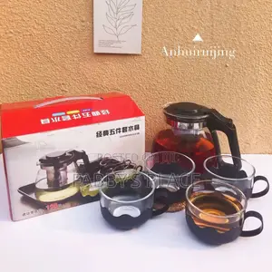 5-in-1 Glass Tea Pot With Cups Filter | Healthy Lifestyle Kit