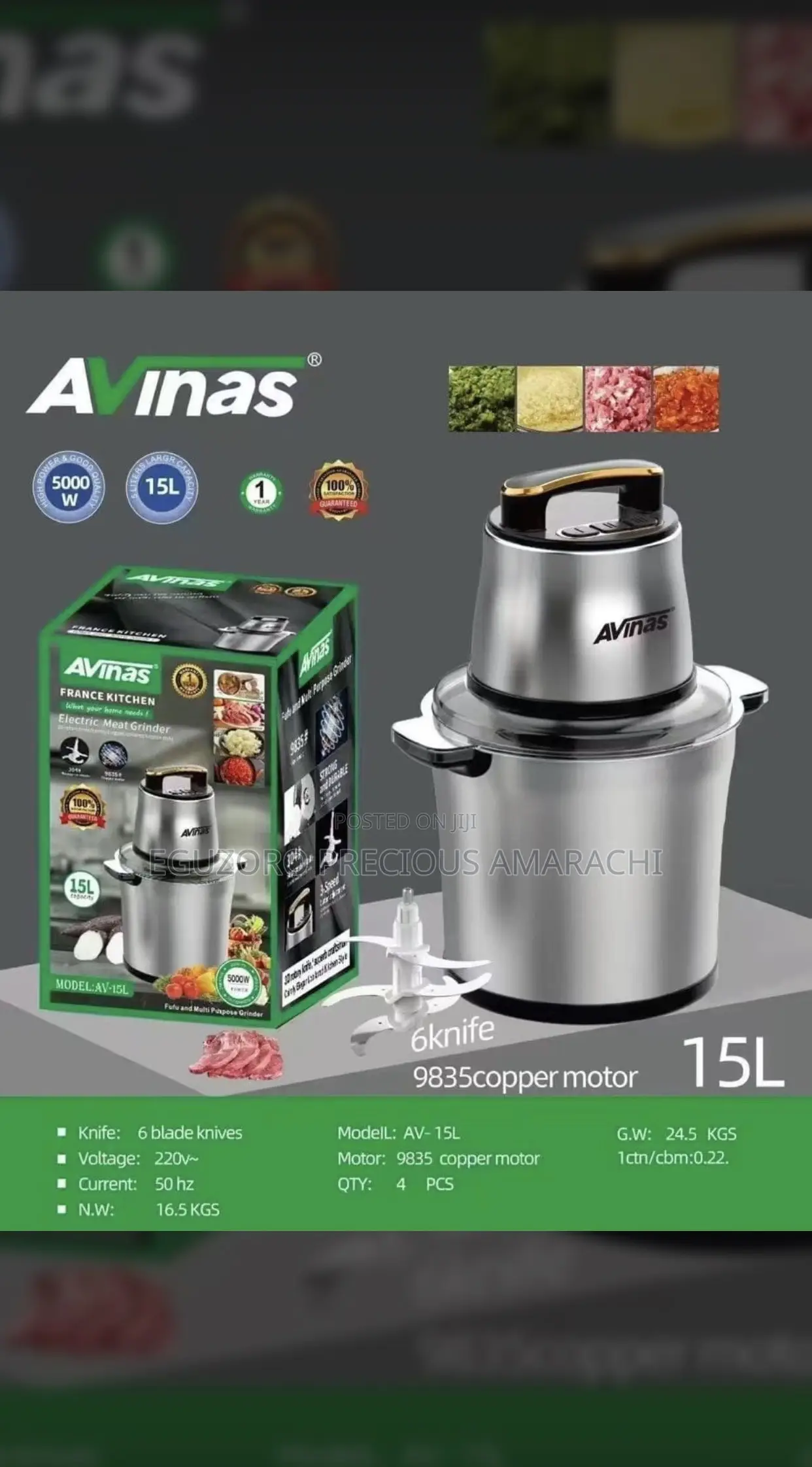 15litres Avinas Yam Pounder/Food Processor