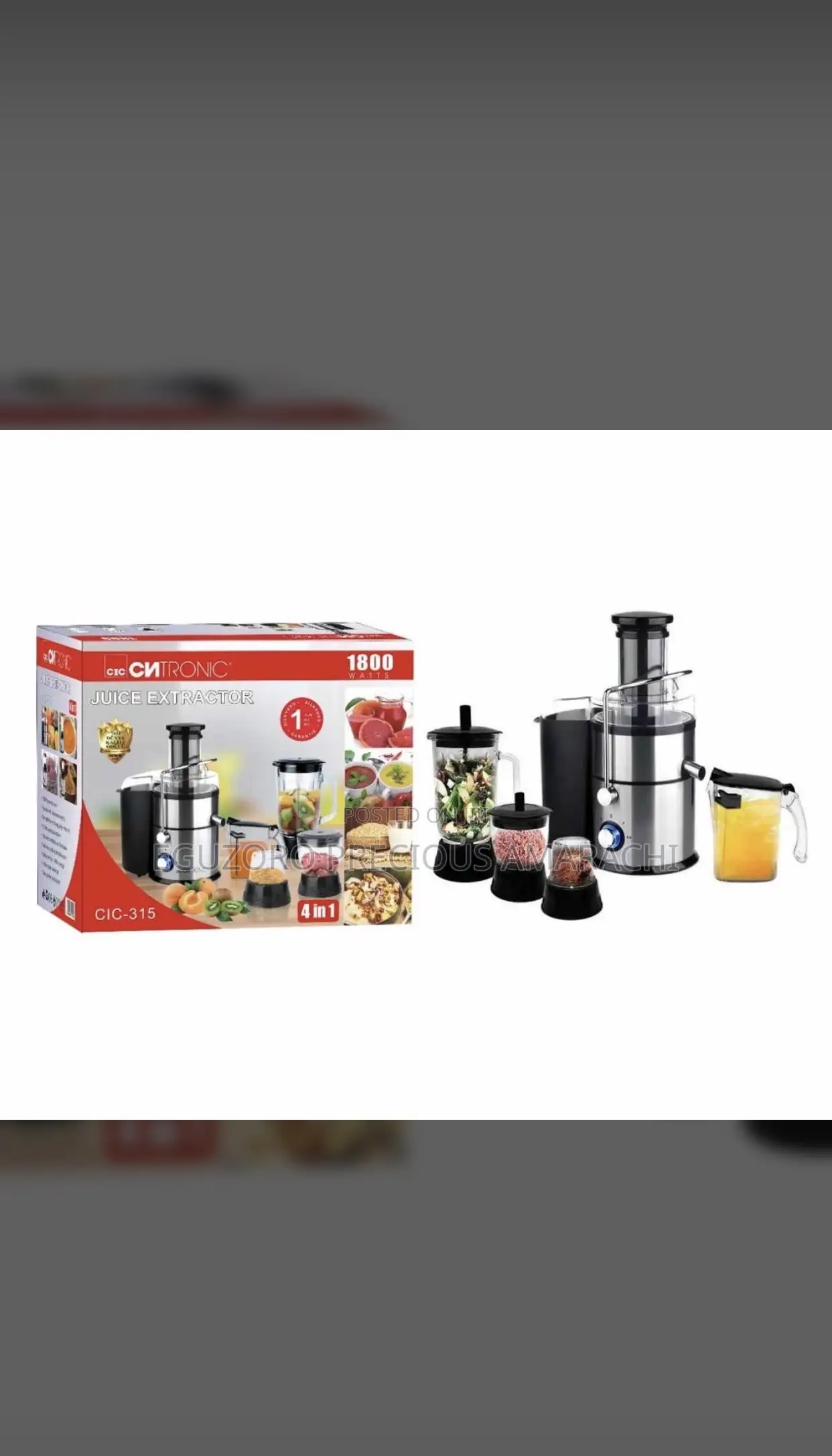 4in1 Cntronic Juice Extractor -Blender-Mincer-Mill-Grinder