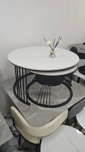Modern 2-in-1 Nesting Coffee Table Set With Black Metal Frame