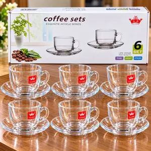 6-Piece Glass Coffee Cup & Saucer Set