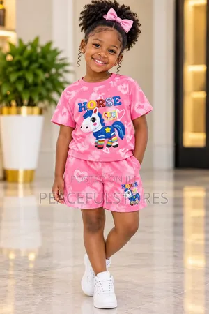 Girls Pink Unicorn T-Shirt and Shorts Set