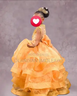 Beautiful Girls’ Gold Ball Gown for Sale – Age 5–8 Years