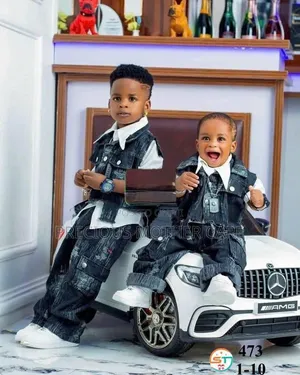 Children Black Jeans Set Jacket,shirt and Trouser