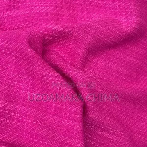 Plain Pink Tweed Materials and Red Stripe With Cream Designs Cotton
