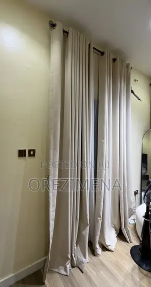 Brown Thick Curtains Comes With White Sheer Curtains and Irons Rods