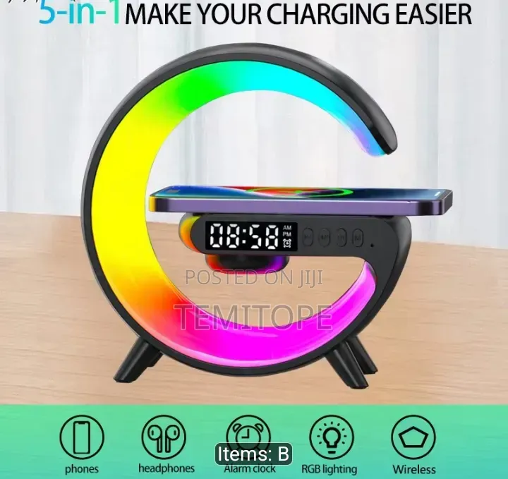 Smart G-Shape Lamp, Bluetooth Speaker & Wireless Charger