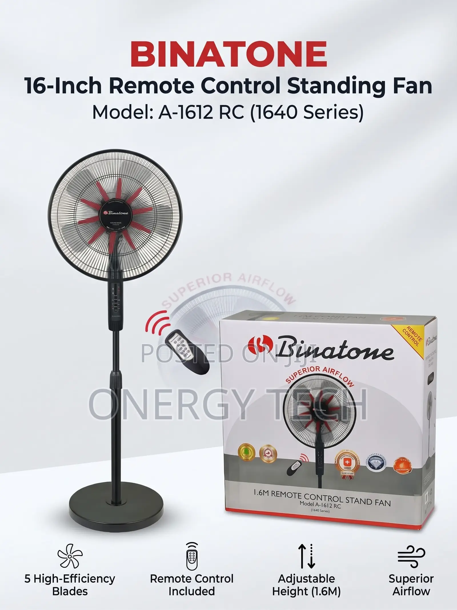 Binatone 16-Inch Remote Control Standing Fan (A-1612 RC)