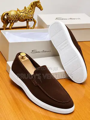 Santoni Men’s Swede Original Leather Shoe With Clasd