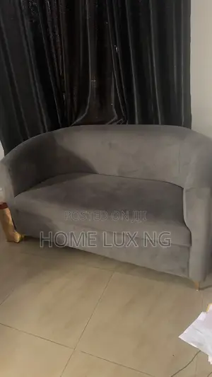 Modern Grey Curved Velvet Loveseat / 2-Seater Sofa