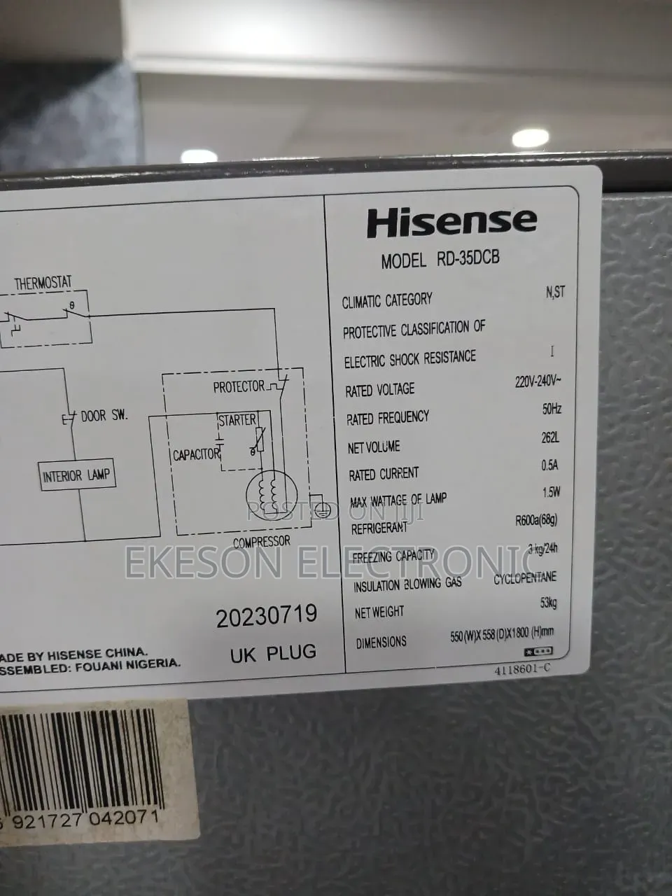 Hisense Fridge 262Litters