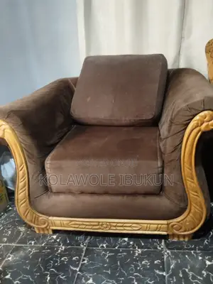 Chocolate Brown Suede Wood Armchair