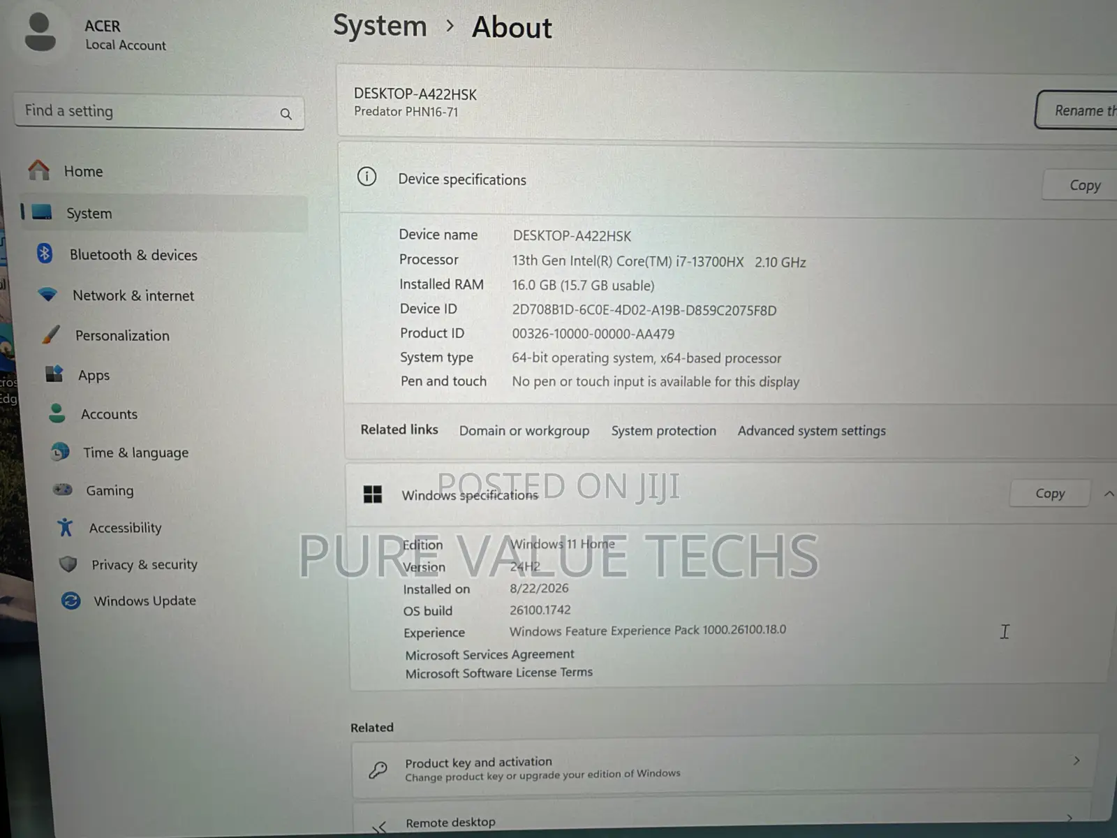 Laptop Acer Predator Helios Neo 16 16GB Intel Core i7 SSD 512GB