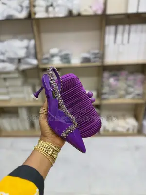 Royal Purple Luxury Ladies Shoes With Matching Purse