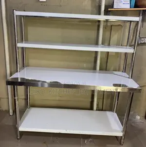 Stainless Steel Working Table With Upper Shelves 4ft