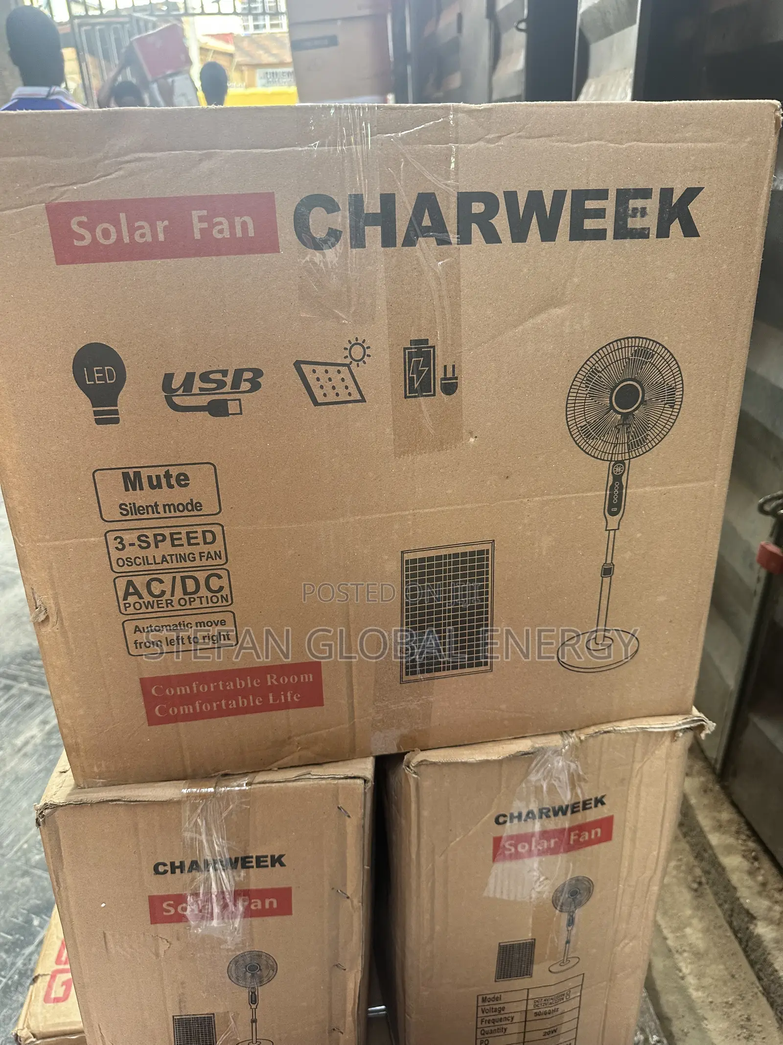 Charweek 16inches Solar .AC and Dc Fan