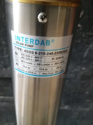 3HP Interdab AC/DC Solar Submersible Water Pump. 100% Copper Coil