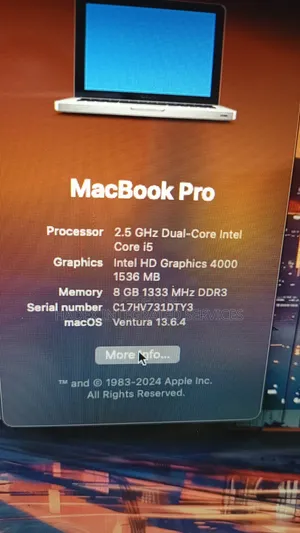 Laptop Apple MacBook Pro 8GB Intel Core i5 HDD 750GB