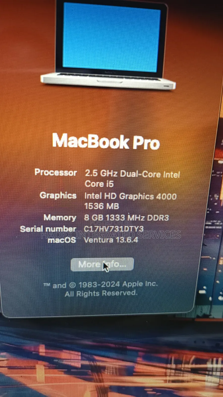Laptop Apple MacBook Pro 8GB Intel Core i5 HDD 750GB