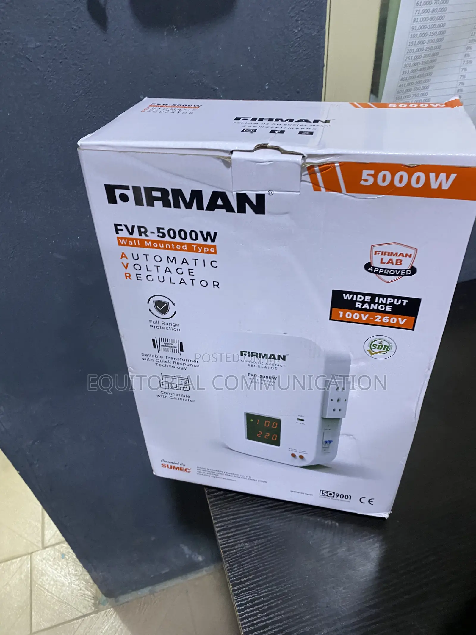 Firman FVR-5000W Wall-Mount Voltage Stabilizer for Appliances