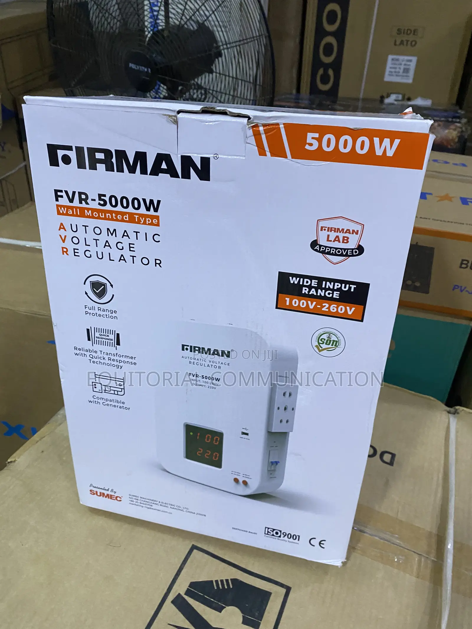 Firman FVR-5000W Wall-Mount Power Stabilizer for Voltage Fluctuations