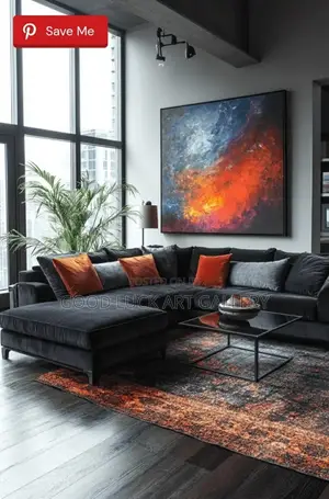 Bold Abstract Orange and Blue Canvas Art