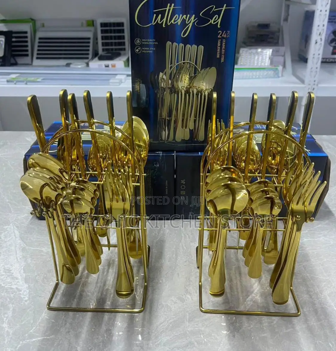 24pcs Set of Gold Cutlery