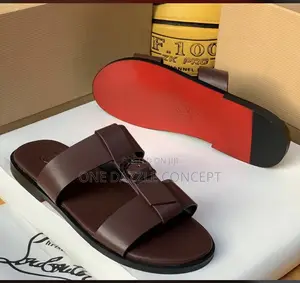 Christain Louboutin Leather Men Double Strap Slide
