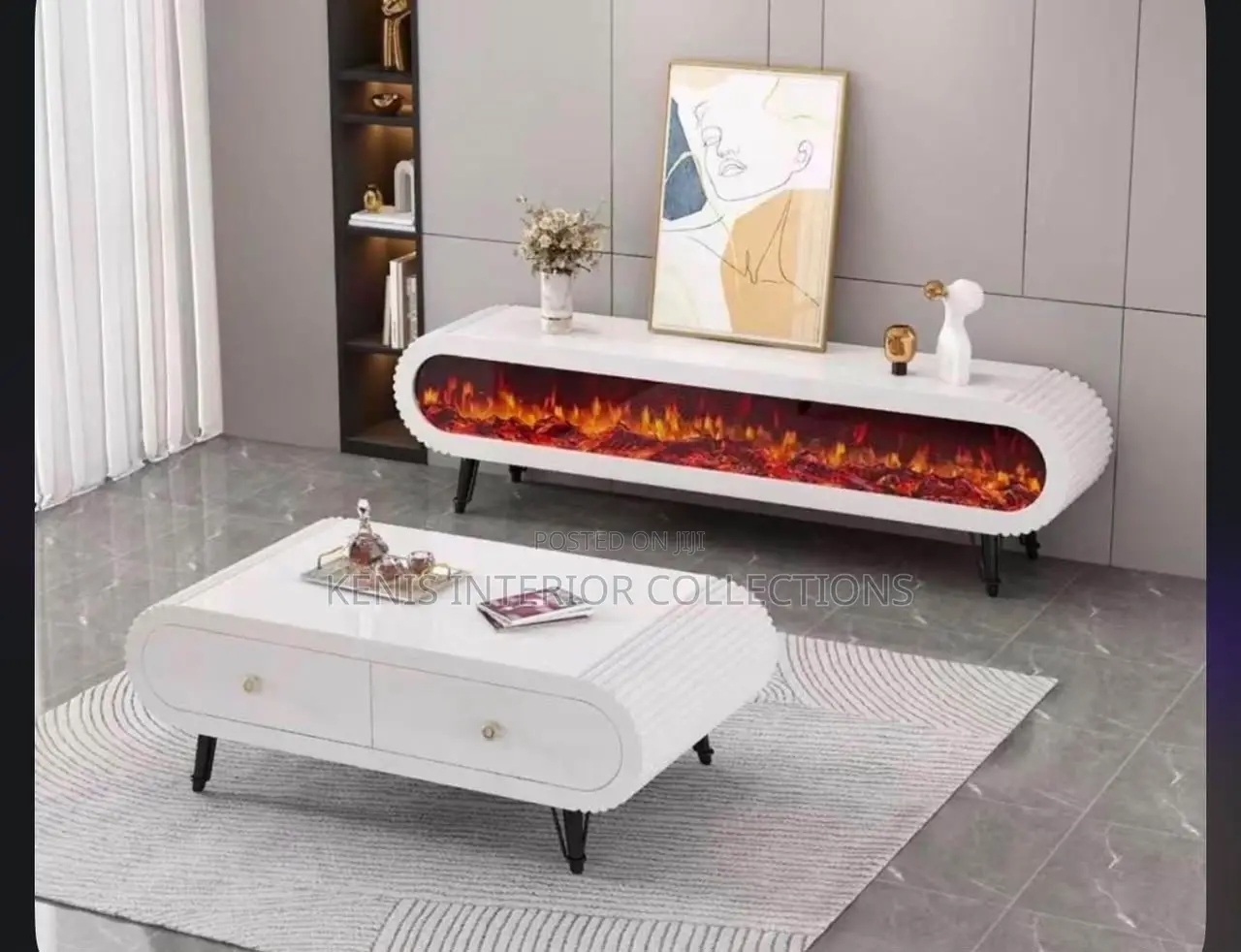 Center Table and TV Fire Plate Console