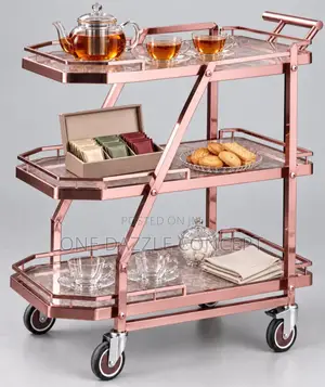 3 Tier Rose Gold Stainless Food Cart