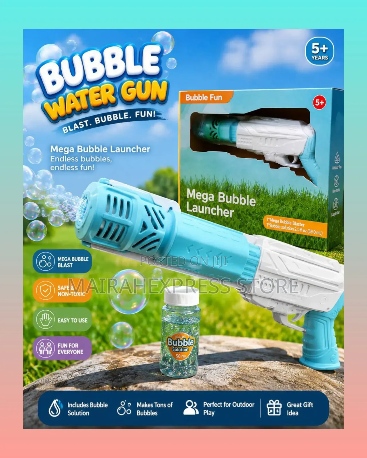Mega Bubble Water Gun With Bubble Solution