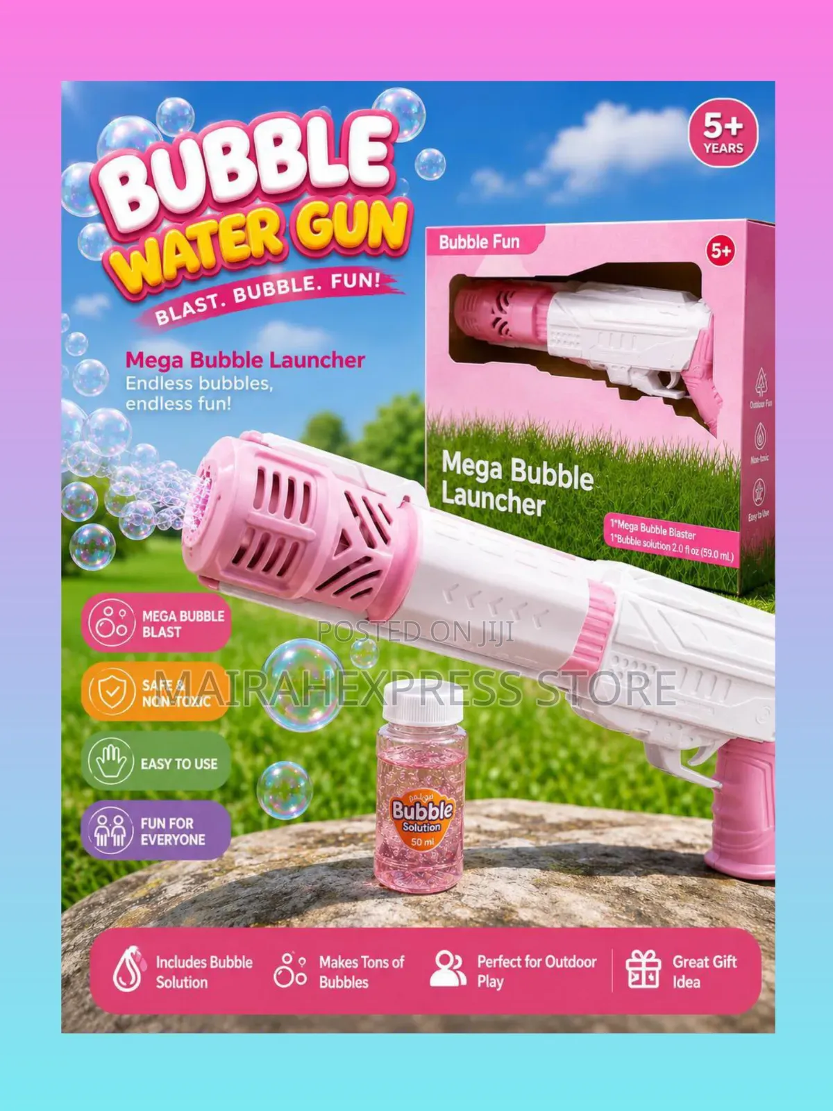 Mega Bubble Water Gun With Bubble Solution