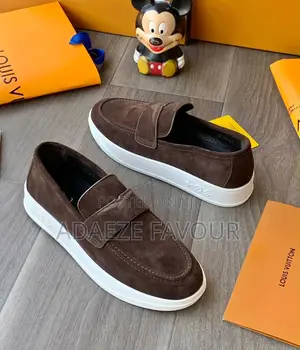 Men’s Brown Suede Loafers With White Sole – Designer Casual Shoes