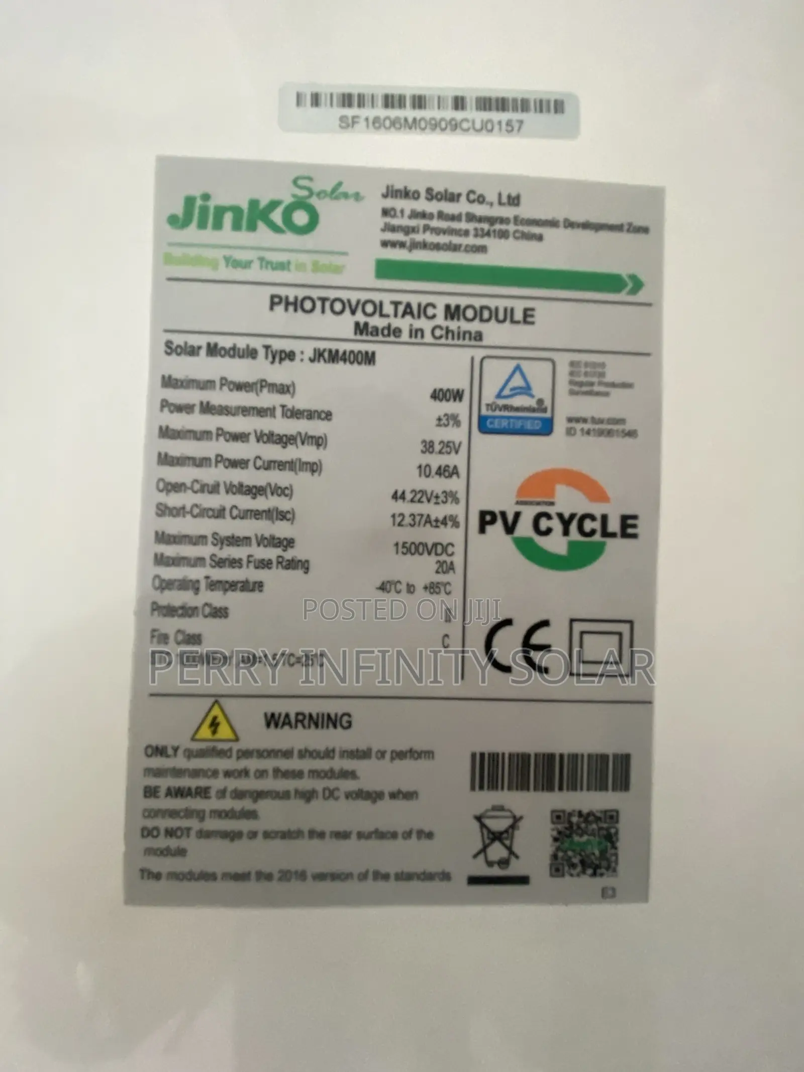 Jinko Solar Panel 400W High Efficiency Solar Panel