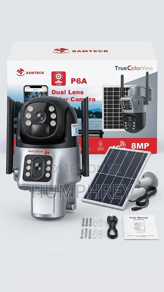 SAMTECK 8MP Dual Lens 4G Solar Security Camera - V380 Pro With Solar