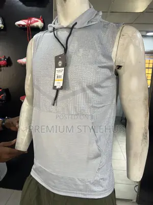 Gym Armless Shirt With Hood & Long Tight Shorts