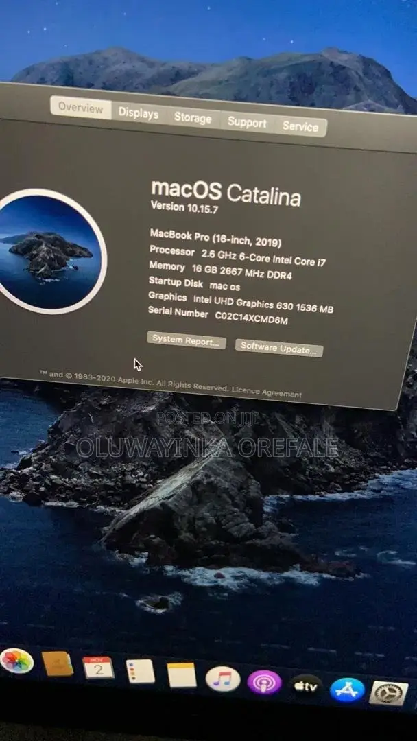 Laptop Apple MacBook Pro 2019 16GB Intel Core i7 SSD 512GB