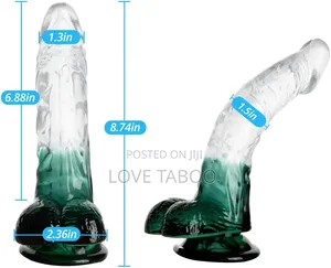 8 Inches Colour Based Curved Transparent Dildo
