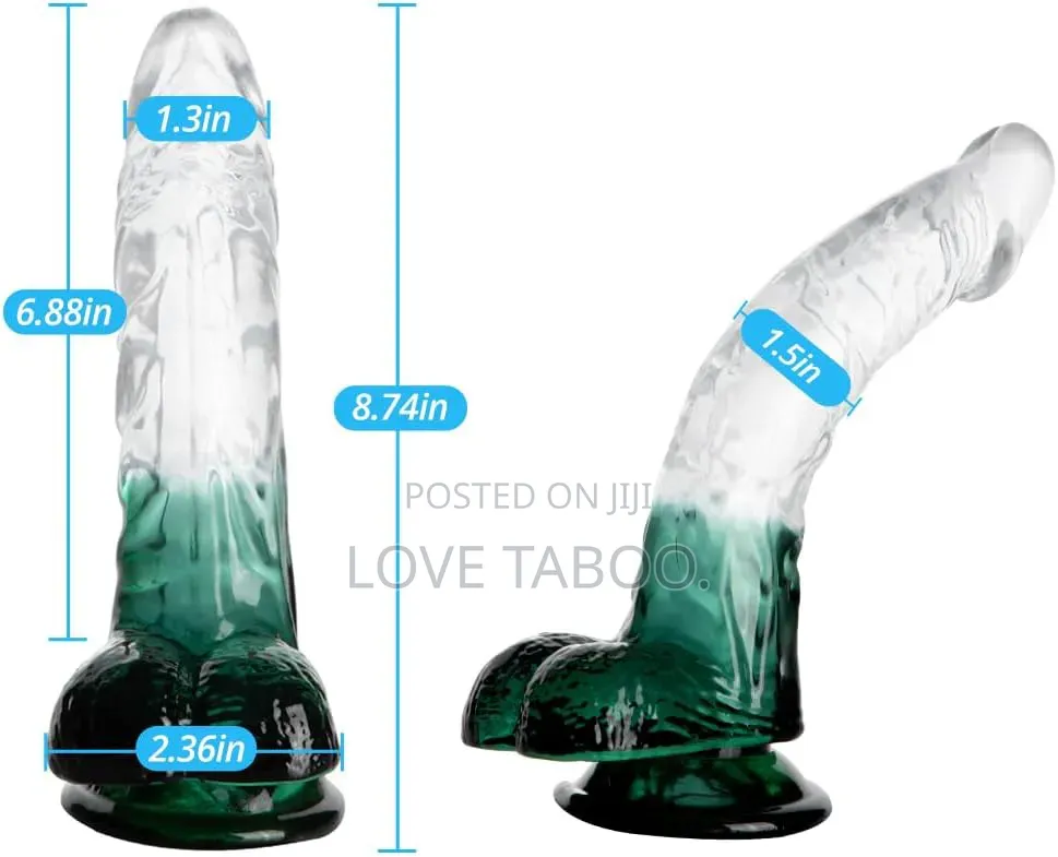 8 Inches Colour Based Curved Transparent Dildo