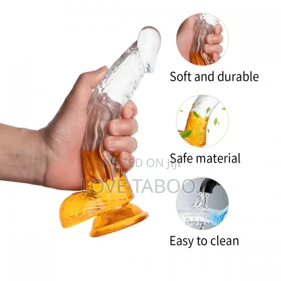 8 Inches Colour Based Curved Transparent Dildo