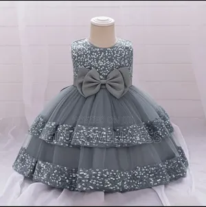 Baby Girls Party Dress With Sequin and Bow Designs (0-12 Months)