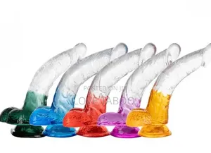 8 Inches Colour Based Curved Transparent Dildo