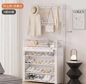 5layer 80cm Floor and Hat Shoe Rack With Rolling Cover