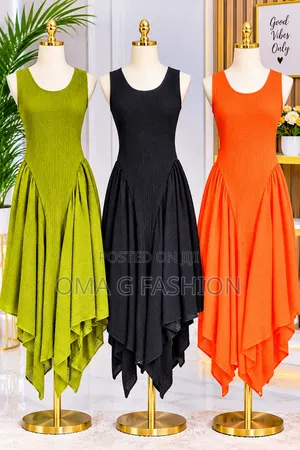 Women Elegant Party Daywear Black, Orange and Lemon Colors Gown