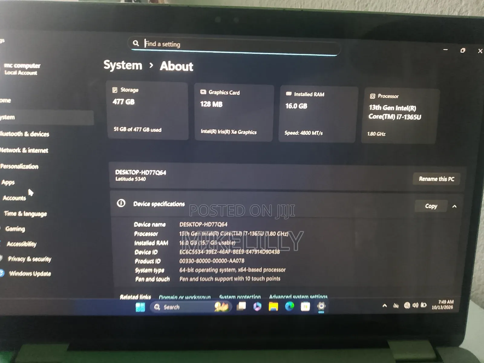 Laptop Dell Latitude 5340 16GB Intel Core i7 SSD 512GB